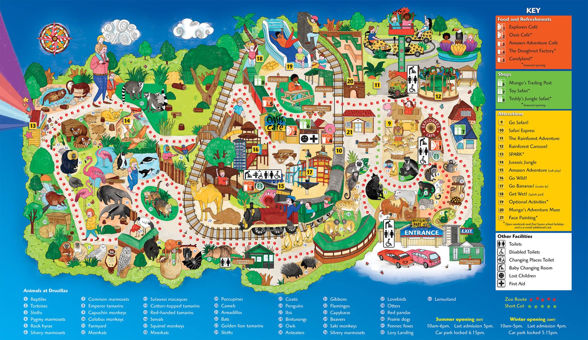 Lory Park Zoo Map Park Map Of Attractions At Drusillas Park In East Sussex